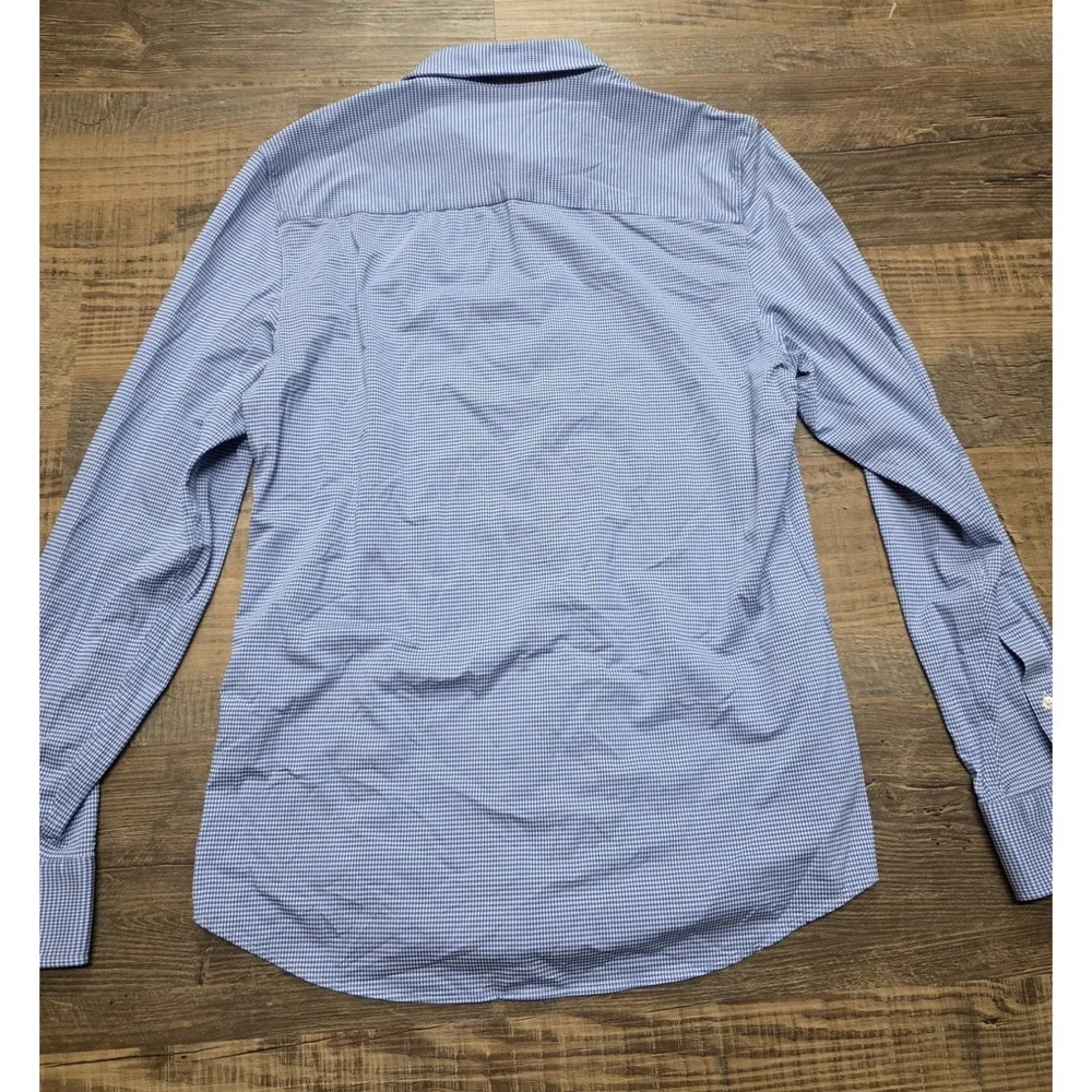 Rhone Commuter Long Sleeve Dress Shirt Mens Size M Button Up Blue Gingham - Picture 6 of 6
